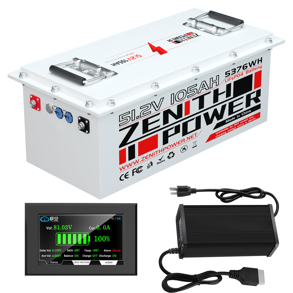 48V 105Ah Lithium Battery for Golf Cart,200A BMS, 20A Charger, 4.3" LCD Monitor,4000+ Deep Cycle